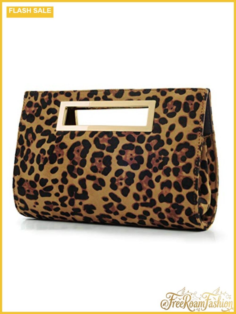Leopard Print Metal Grip Cut It Out Clutch with Chain Strap
